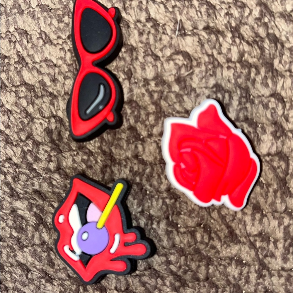 Red and Black Shoe Charms Set